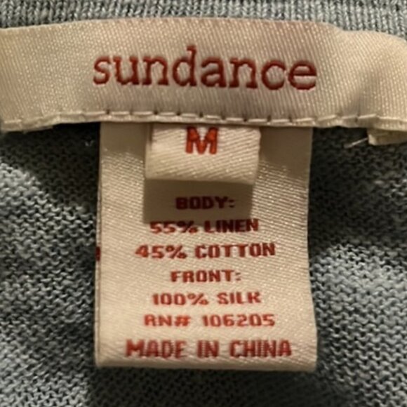 Gorgeous Sundance light blue & orange Paisley Button Down Silk & Linen Cardigan - Picture 7 of 9